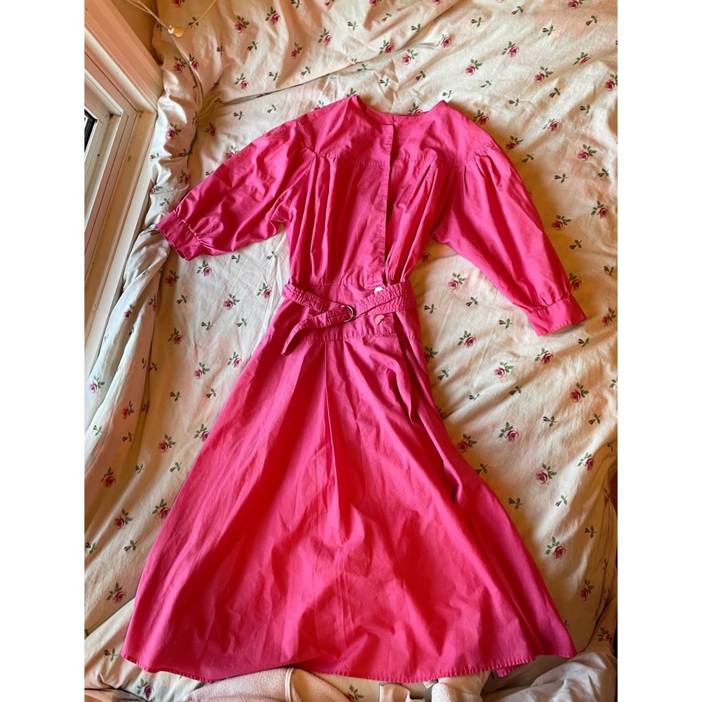 Vintage Belted Pink Midi Dress🌷
